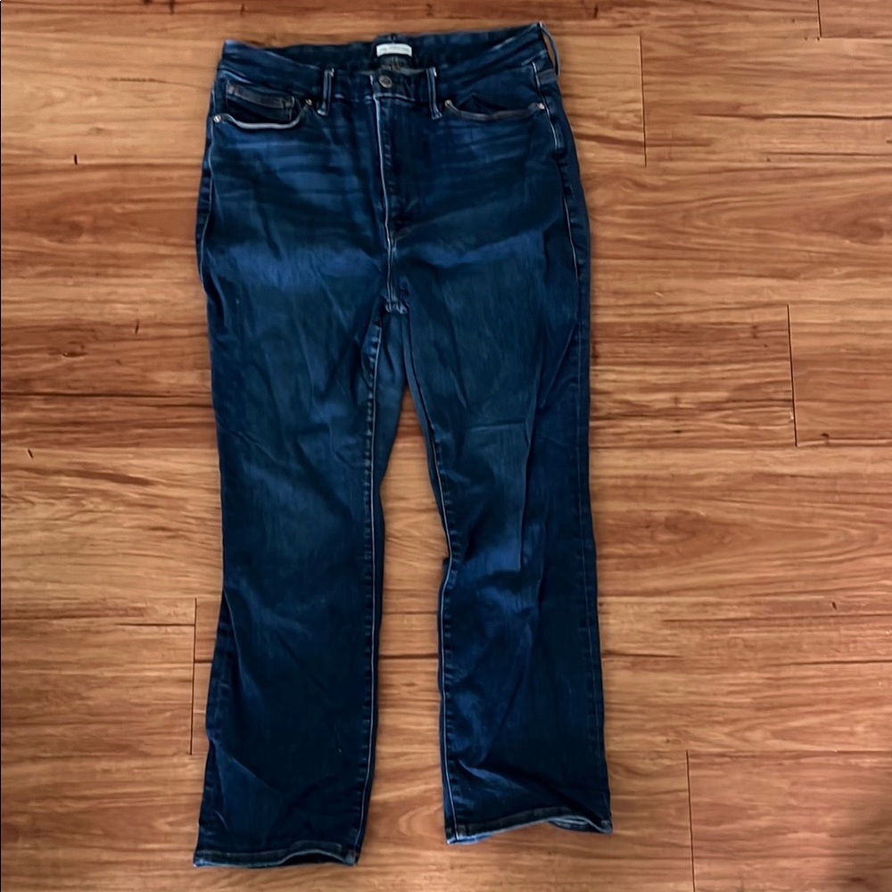 Straight Leg Blue Jeans with Subtle Fading